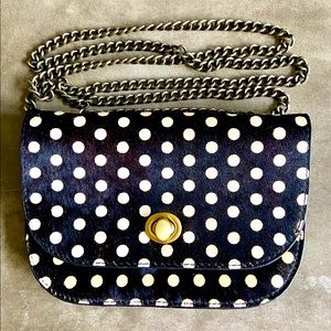 Anthropologie B/W Polka Dot Calf Hair Chain Crossbody Bag/Clutch